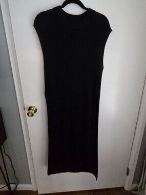 H&M Women's Black Sleeveless Knit Midi Dress